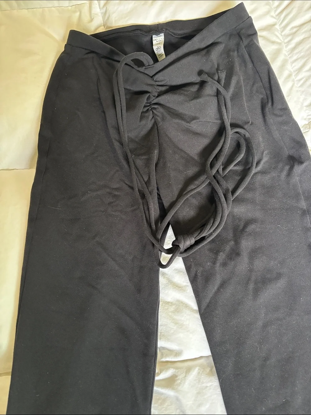 ALO Yoga Black Flare Leggings with Twist Waist